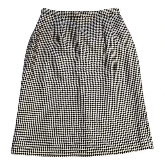 TALBOTS Silk Blend Houndstooth Pencil Work Skirt Size 6 Petite - Picture 1 of 9